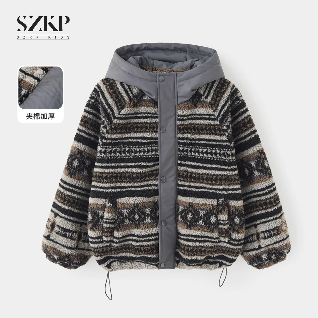 SZKP冬季新款女童装保暖上衣中大童休闲儿童毛绒外套YNYD556747