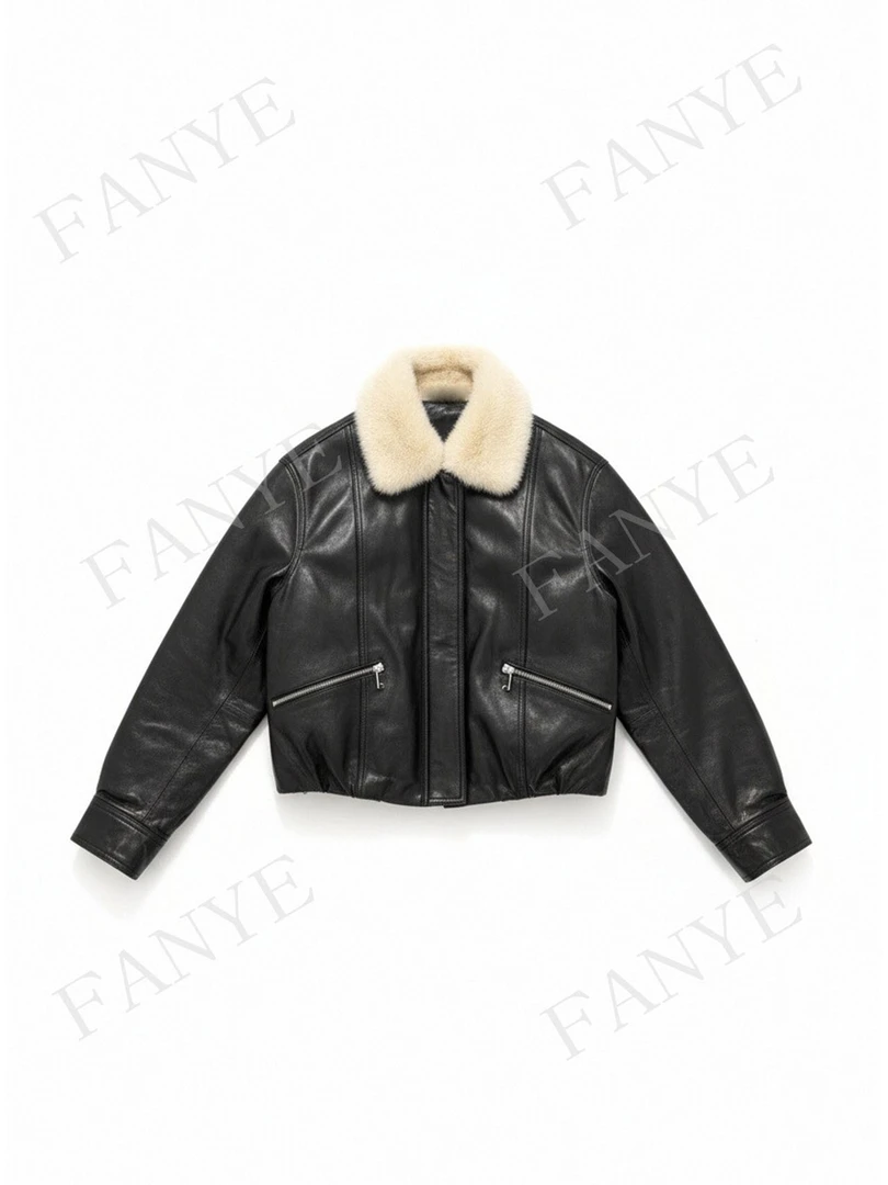 FANYE 2025冬季新款设计感可拆卸水貂毛领皮鹅绒服8810