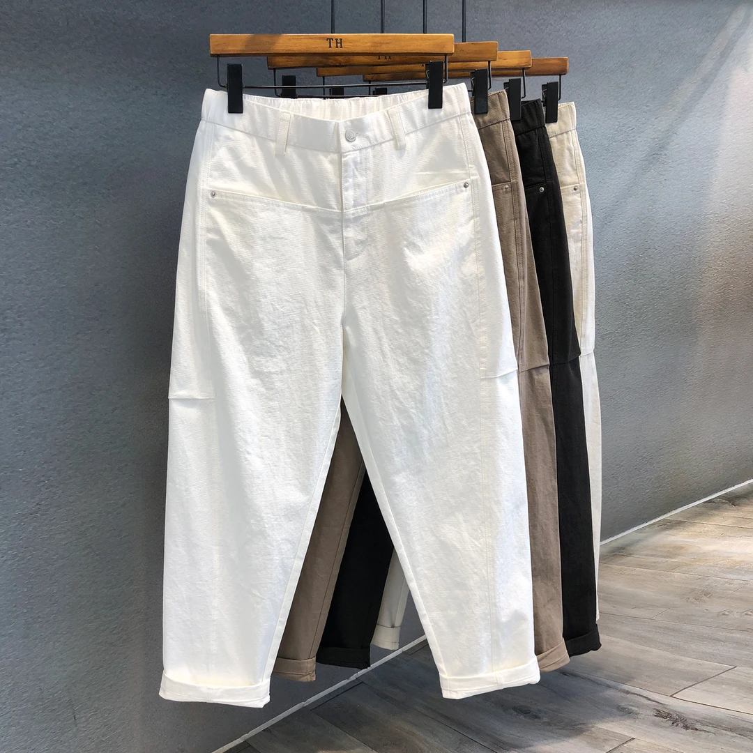 纽斯赫肯高端轻奢休闲裤男士夏季时尚高级感小直筒轻熟西裤九分裤