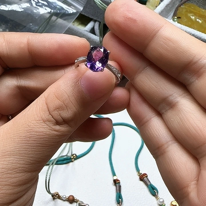 @***赵颈饰银S925镶嵌紫晶