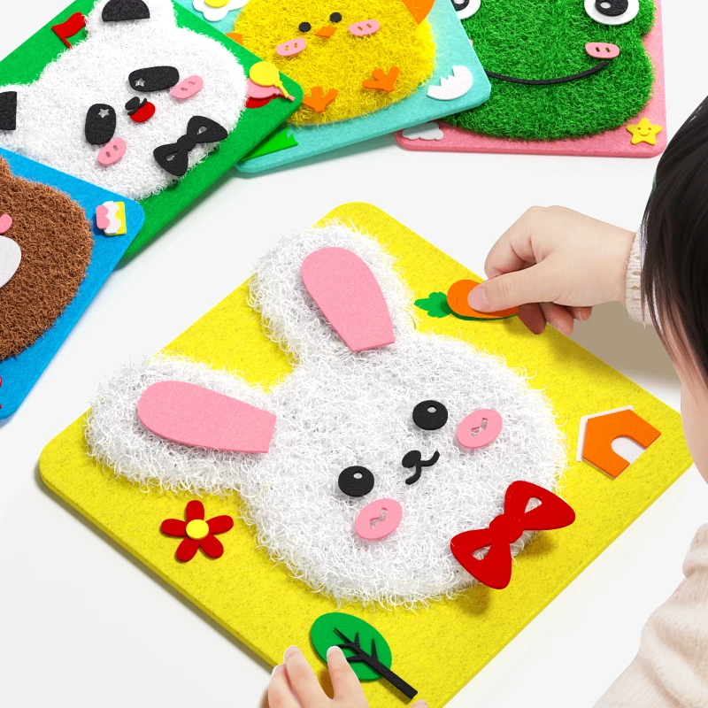 手工缝缝乐毛线画刺绣卡通动物diy制作材料包益智玩具3d戳戳乐