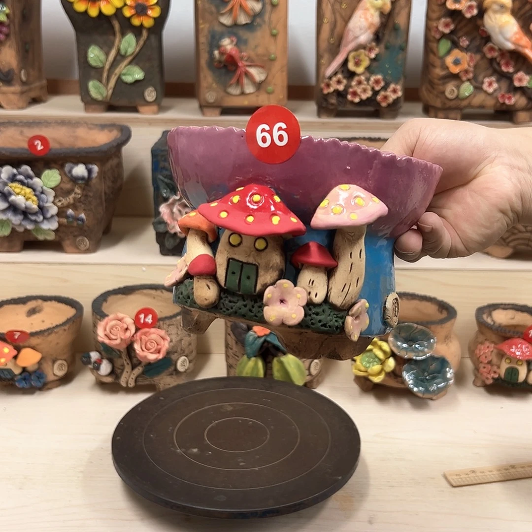 紫砂花盆66号内口14外高12