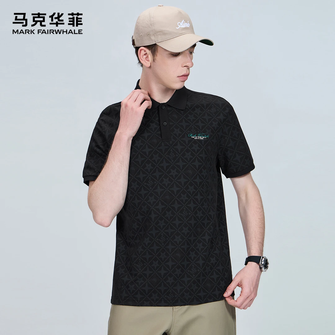 【7A抑菌凉感含桑蚕丝】马克华菲短袖POLO衫男25夏季翻领刺绣满印