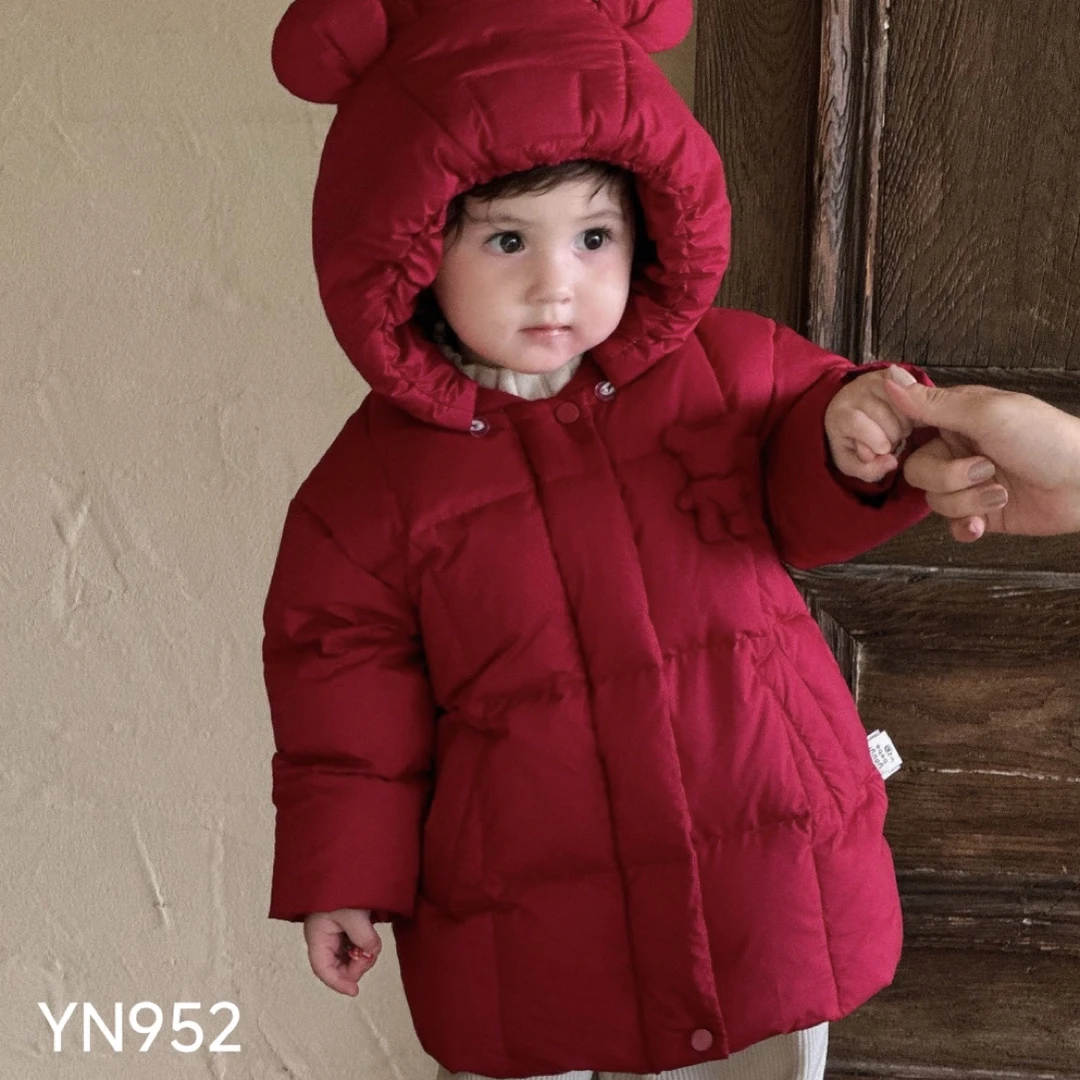 25秋冬新款  momoli红色小熊长款羽绒外套（现货