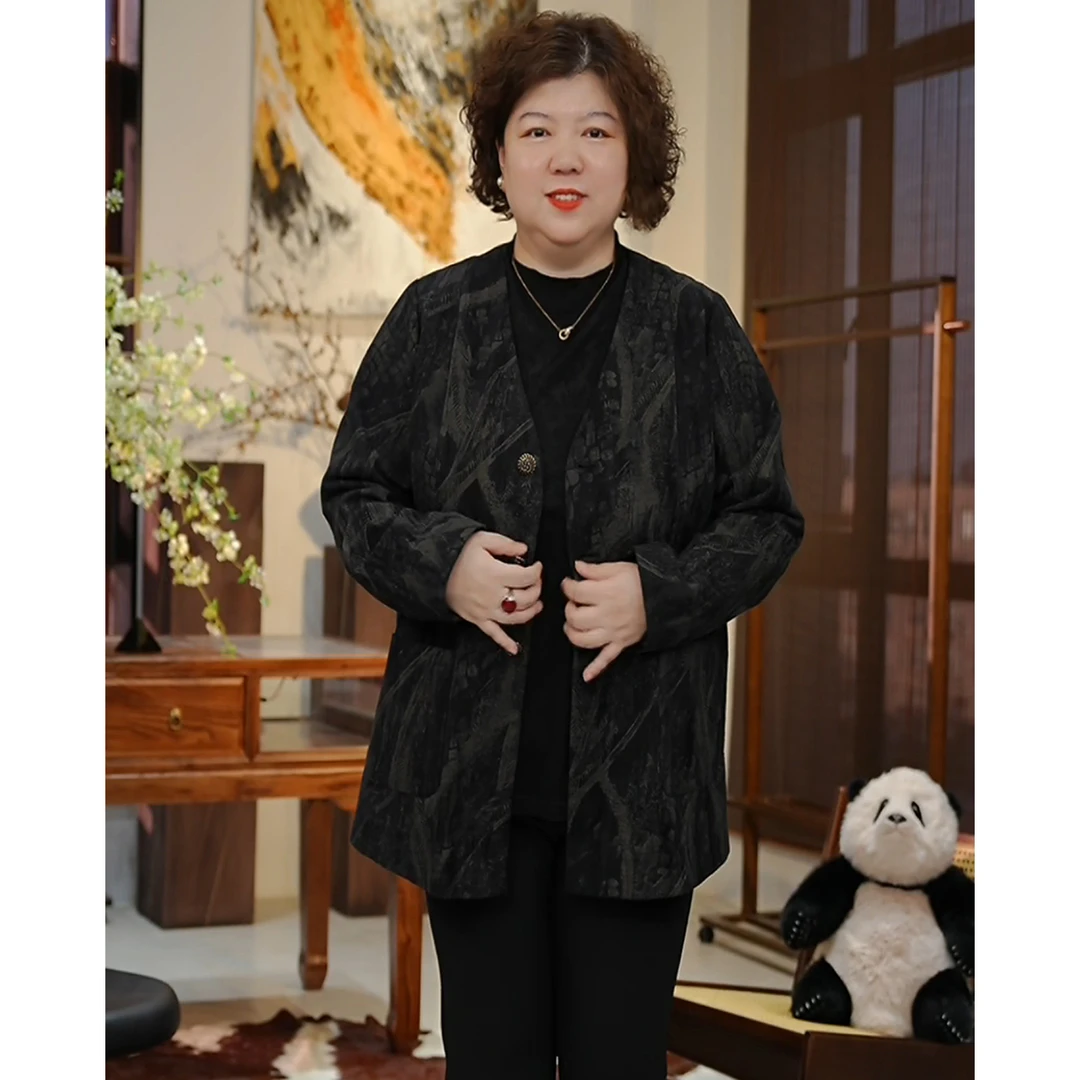 金雀绫【唐顿庄园】设计师款百搭时尚气质加宽加大外套SZA2TG550