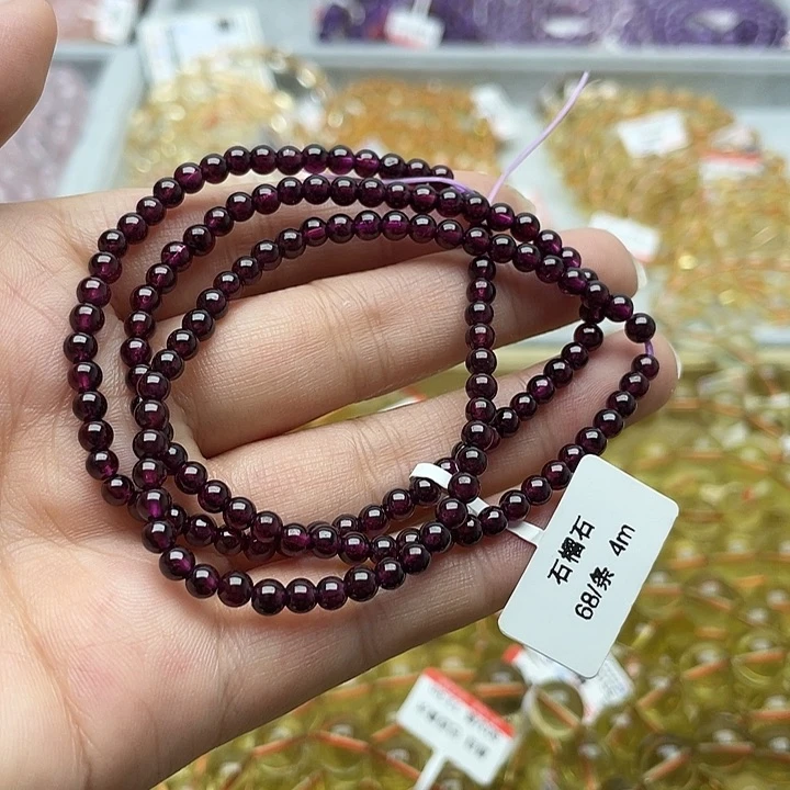 水晶手链未镶嵌石榴石3圈4