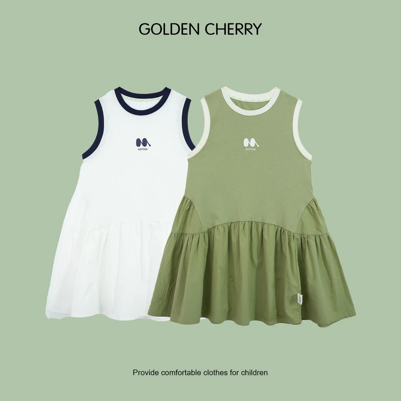 8【Golden cherry】小童洋气百搭无袖连衣裙JYT2079