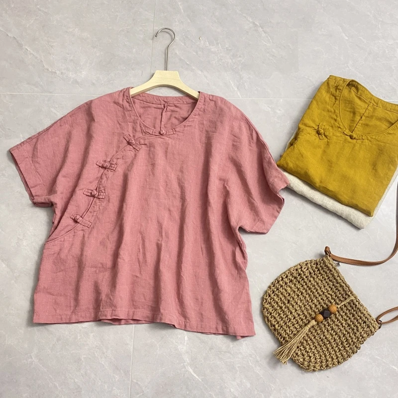 圆领 斜盘扣上衣