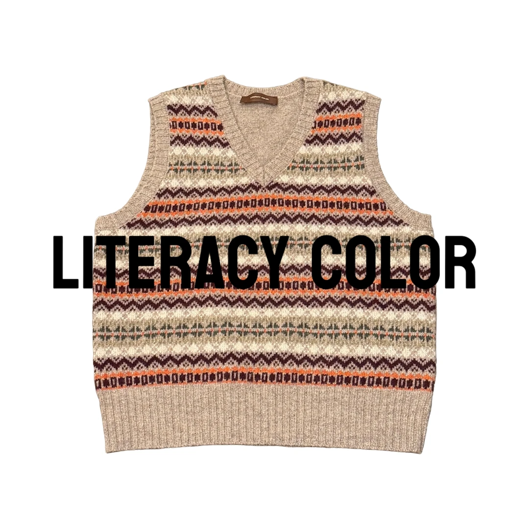 秋冬复古费尔岛V领针织男款提花老钱风