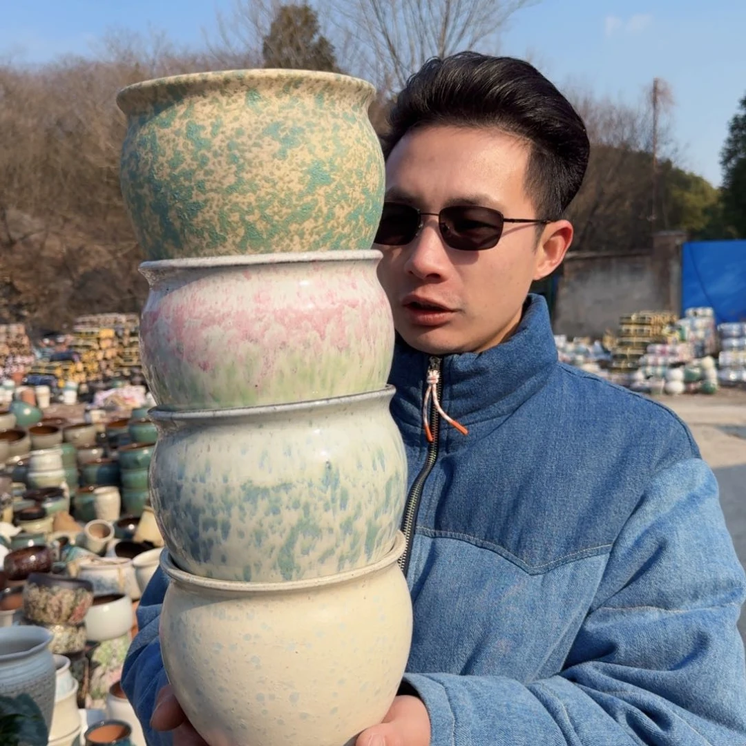 紫砂摆件口15高14（四个罐