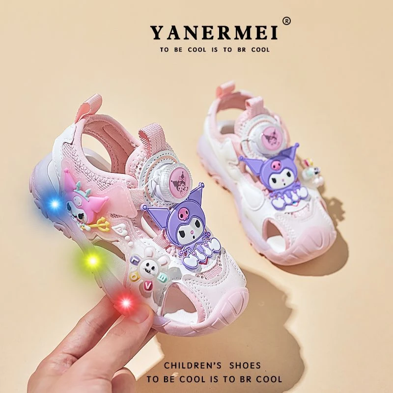 库洛米儿童凉鞋女孩夏季2025新款女童包头运动公主凉拖中大童亮灯