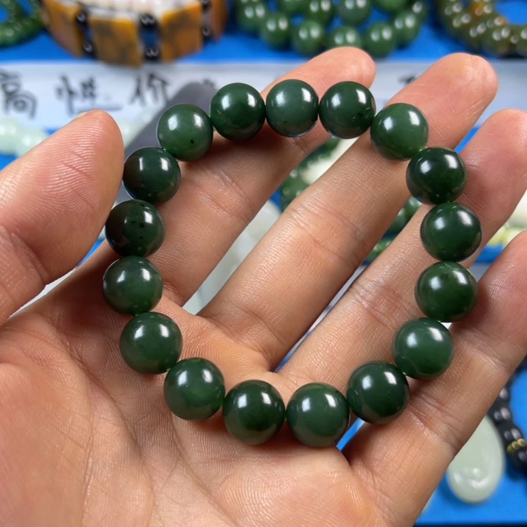 和田玉未镶嵌套链和田玉碧玉手串