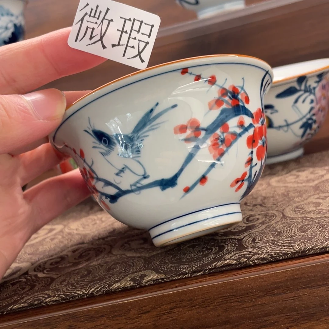 釉下手绘茶具微瑕