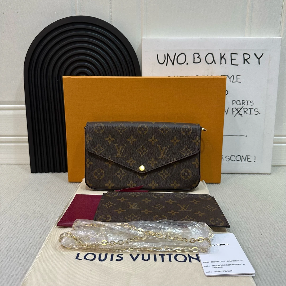 全新未使用 LouisVuitton/路易威登 【蔡包紫】老花三合一