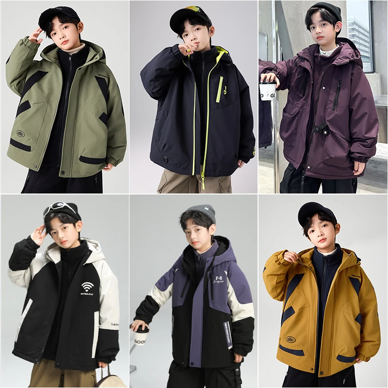 男童深秋夹棉加厚三合一外套新款休闲中大儿童外套C5025 C5114-4