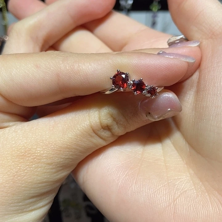 石榴石戒指银S925镶嵌