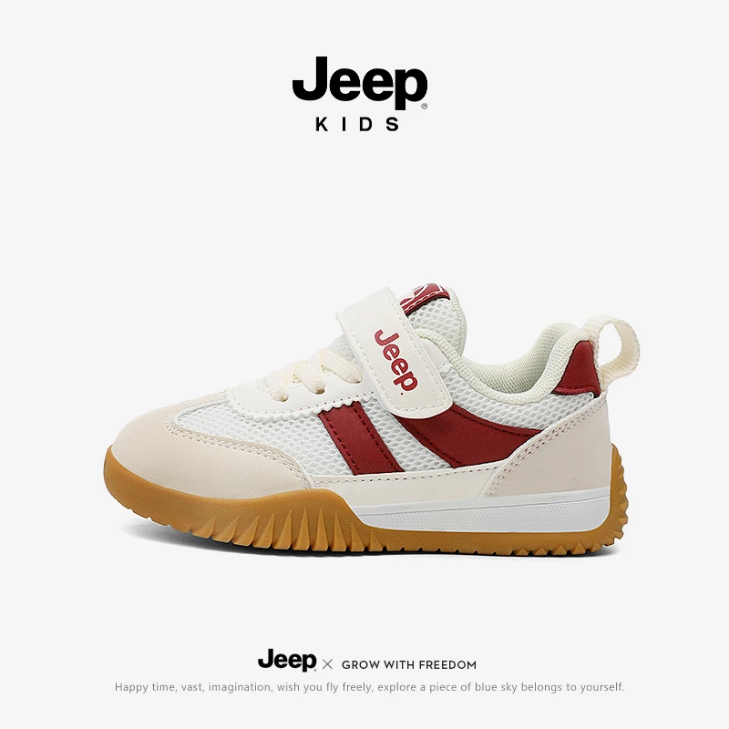 jeep儿童运动鞋女款秋冬魔术贴小孩鞋子户外中大童透气跑步阿甘鞋