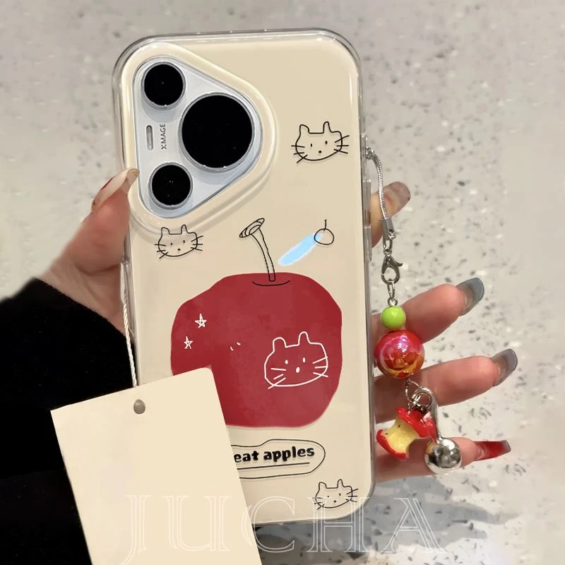 线条猫咪适用苹果16e手机壳防摔网红小众情侣华为mate70卡通VIVO