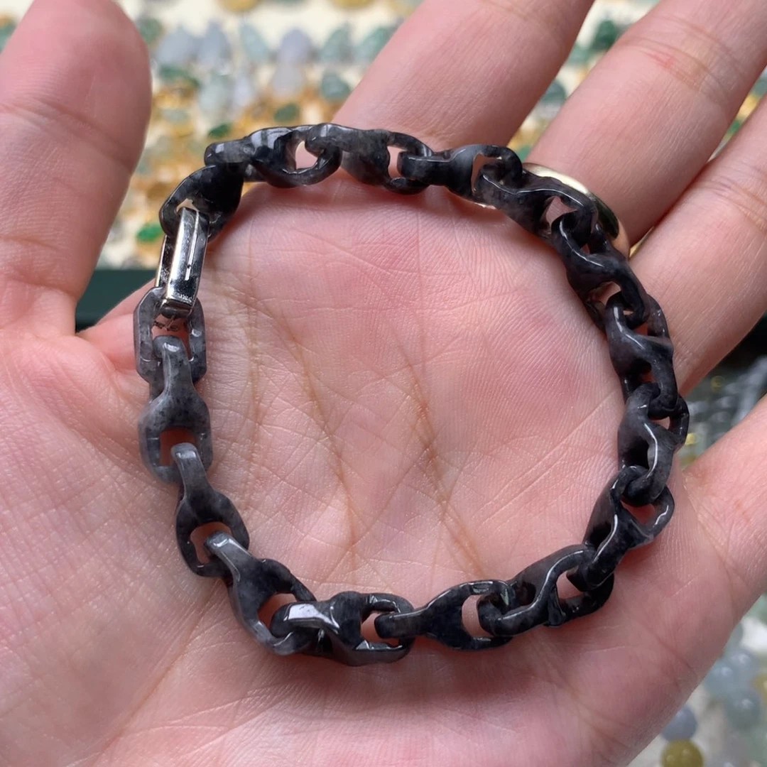 散珠翡翠乌鸡手链