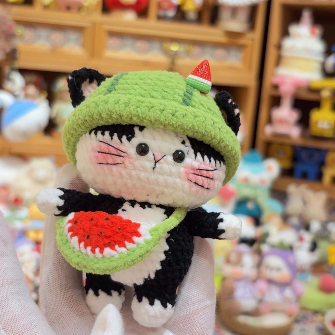 针织品做挂件奶牛猫