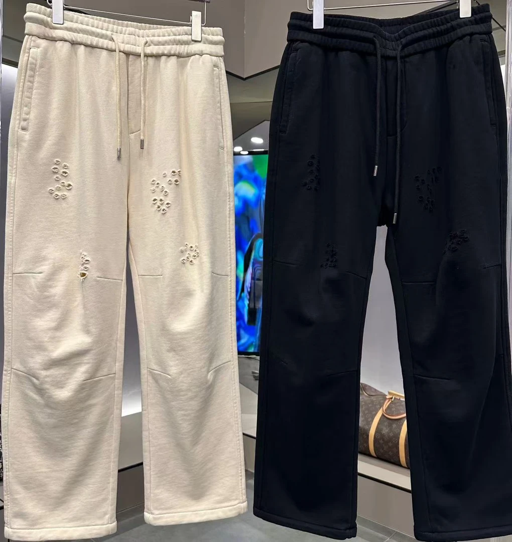 8058重磅毛圈棉  潮牌磨破弯刀男士【卫裤】