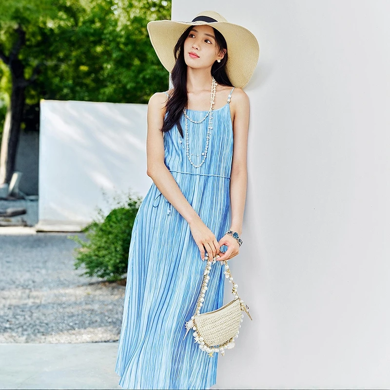 【多巴胺褶艺裙】肌理感连衣裙渐变吊带裙DOUBLOVE贝爱25早秋新款