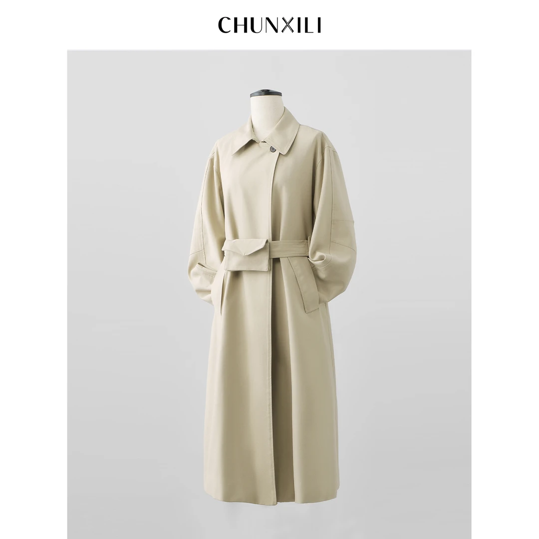【老友记】CHUNXILI/春熙里 时尚腰带中长款风衣外套D04W43041