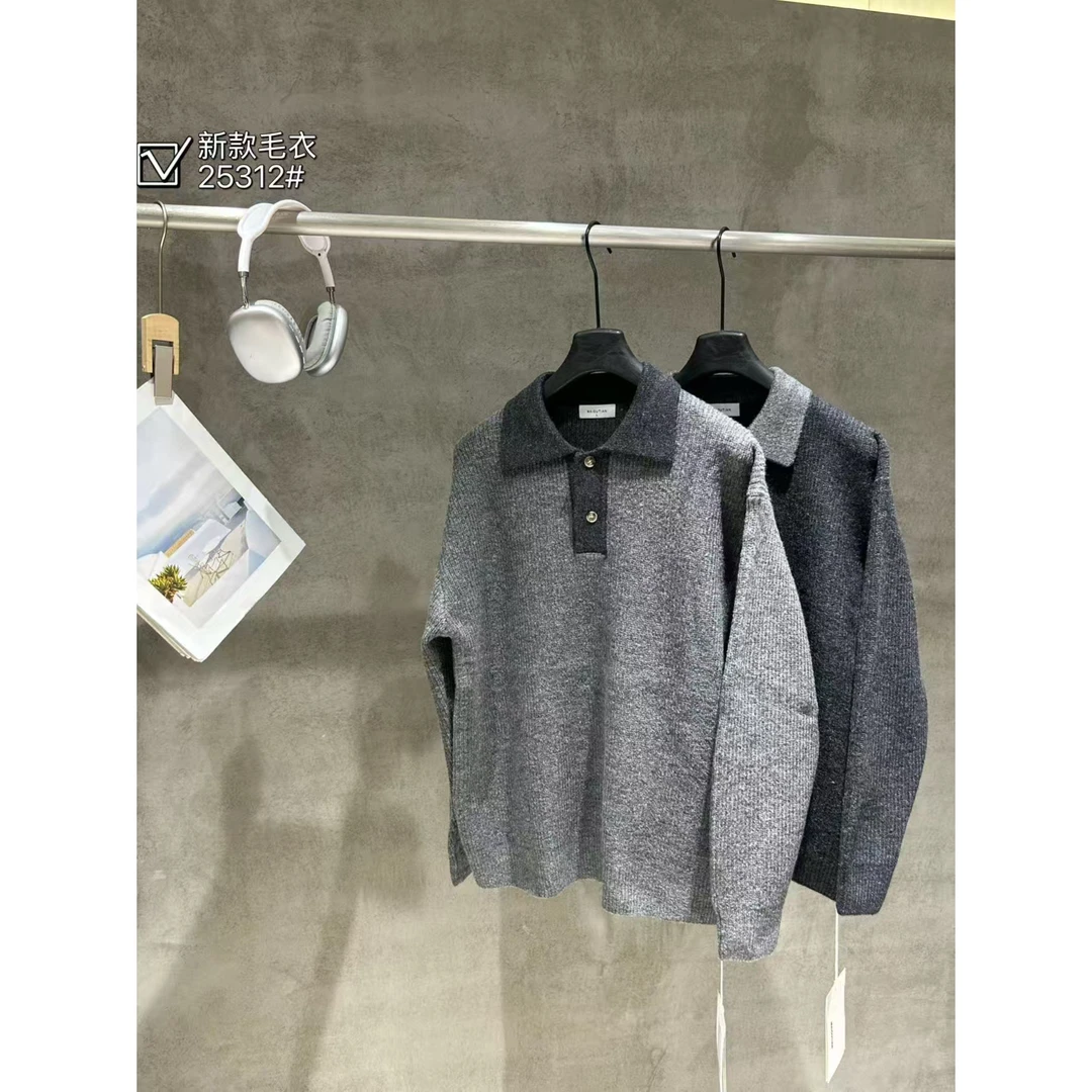 YLZ（1NZ25312#）撞色Polo- 密实的针织保暖休闲男装毛衣 12-13