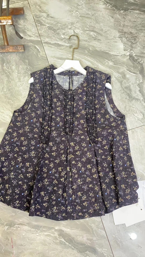 2817女士碎花无袖上衣