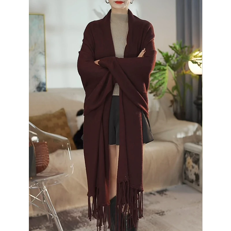 【羊绒系列】羊毛羊绒针织保暖气质落肩袖女衫休闲中式91063