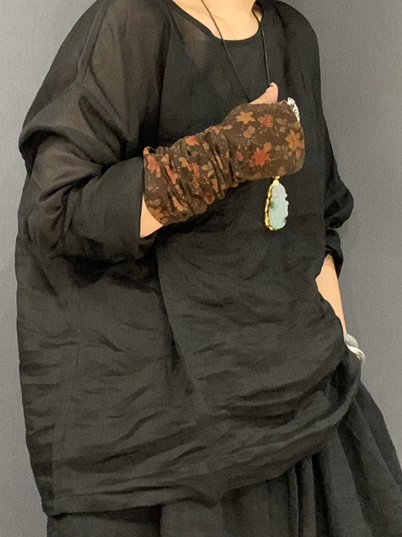 艾沸儿女装推荐 百搭个性苎麻防晒套头上衣