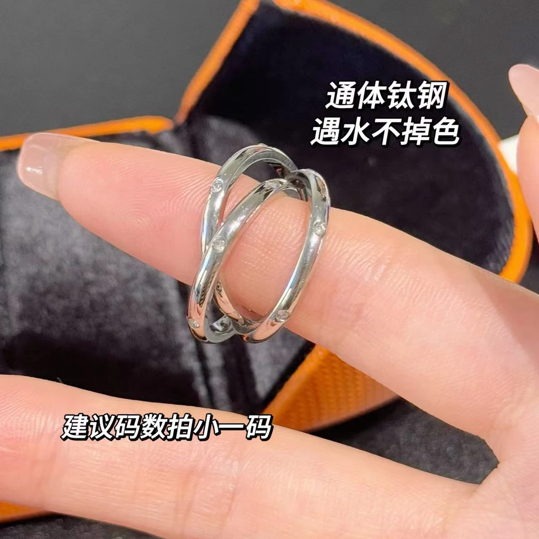 钛钢锆石戒指 BIBI【银色三环锆】戒指J026码数偏大建议拍小一码