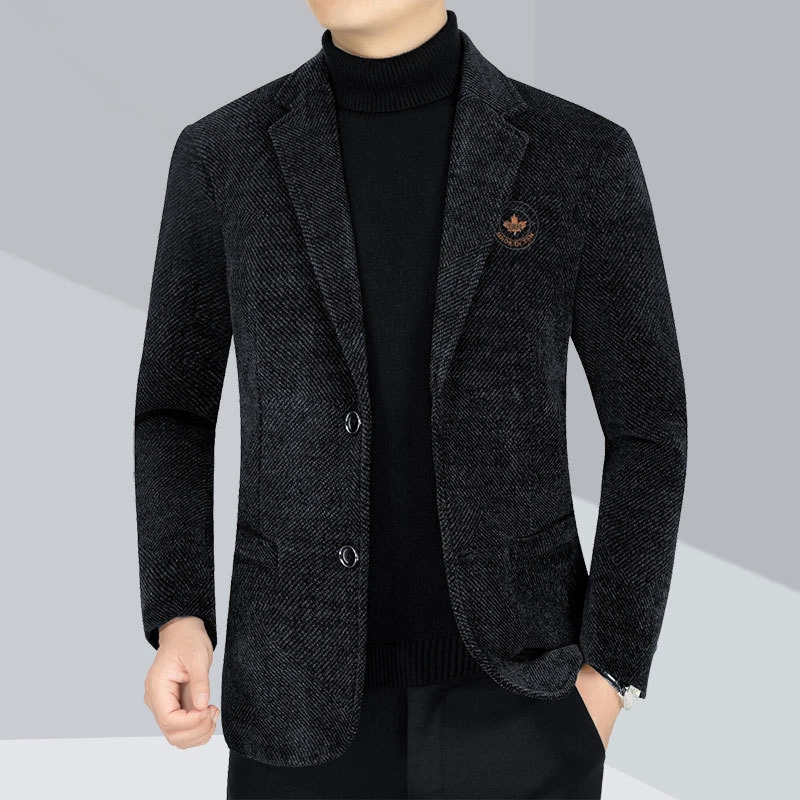 九牧王.派爸爸休闲雪尼尔西服外套中老年男西装夹克爷爷装春秋翻