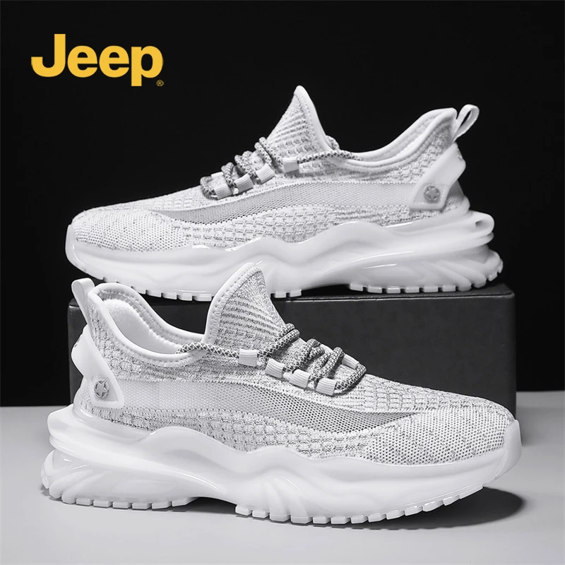 Jeep吉普秋季新款男鞋爆米花大软底网面休闲鞋百搭舒适时尚款潮鞋
