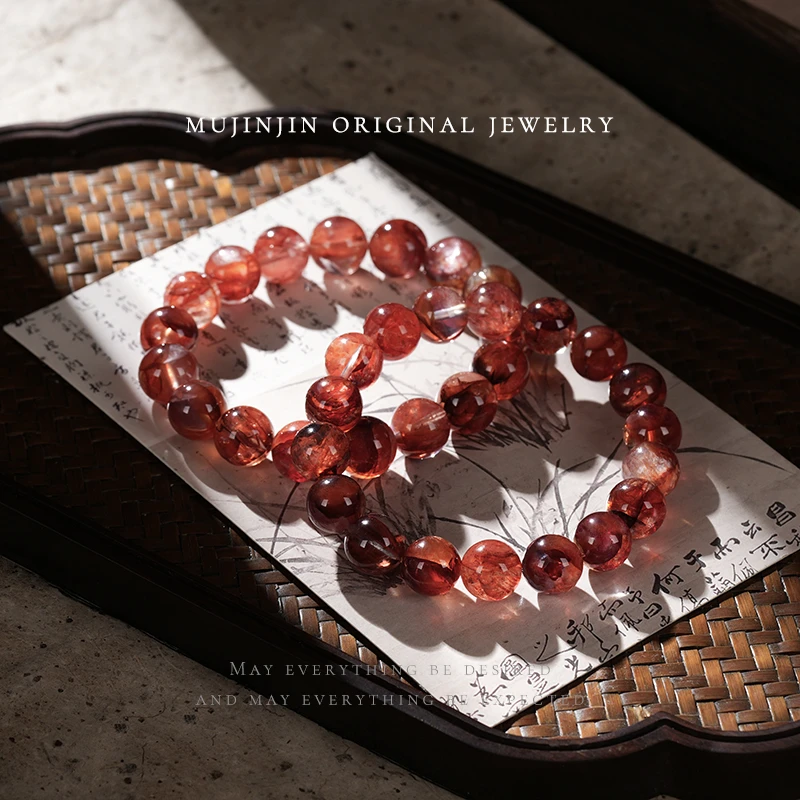 【木槿槿】天然红胶花水晶手串女款气质时尚百搭小众手链多样性发一