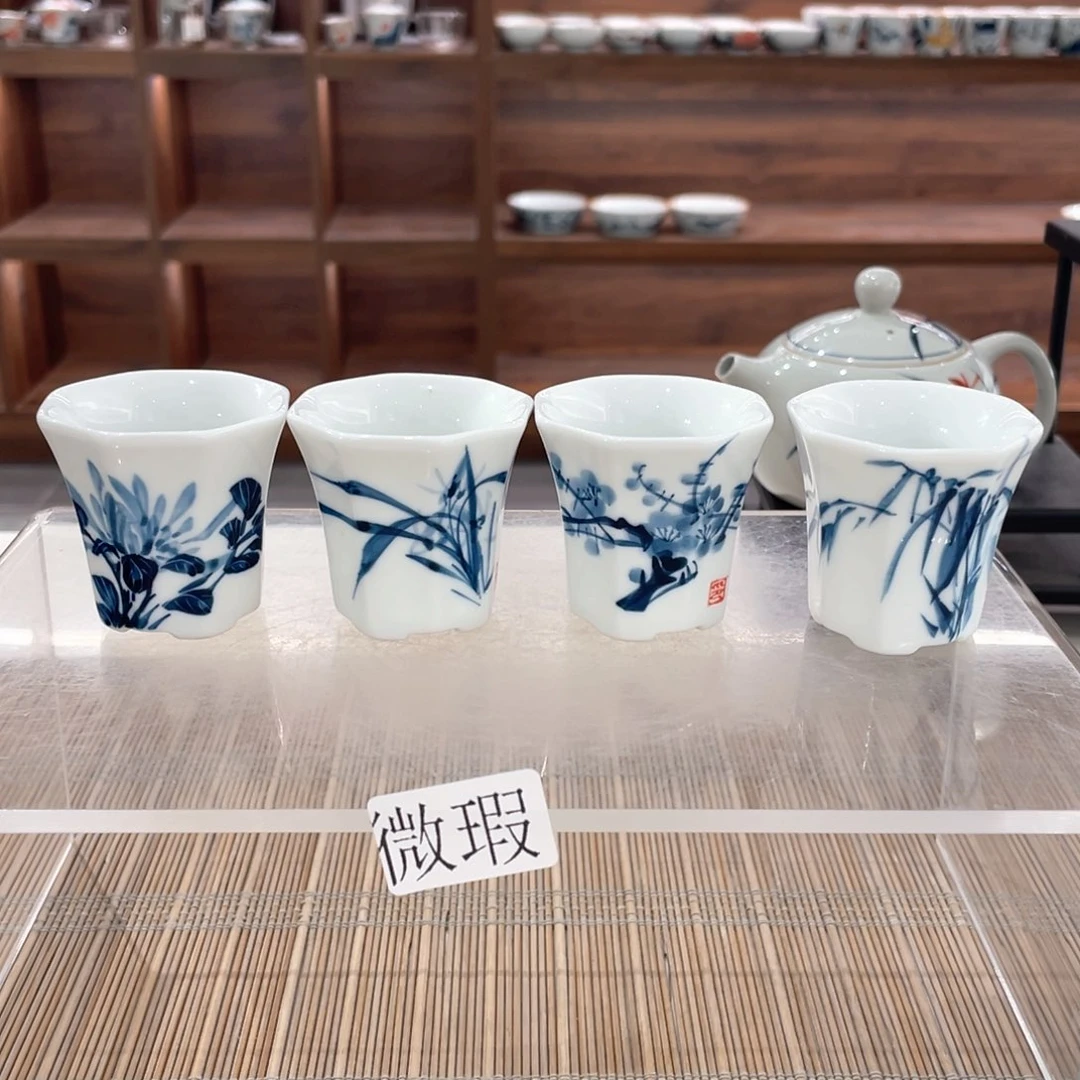 釉下手绘茶具微瑕