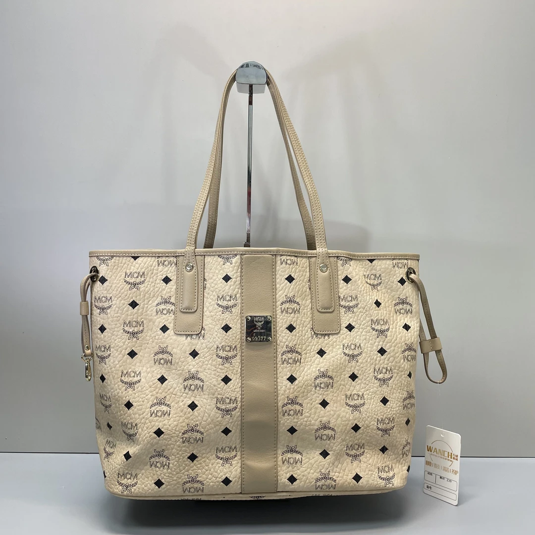 99新 MCM 媚姐/mcm奶茶色子母托特包36x29x16cmG011102
