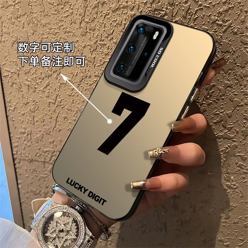 适用于【华为】P40Pro幸运字母数字定制款时尚简约防摔手机壳