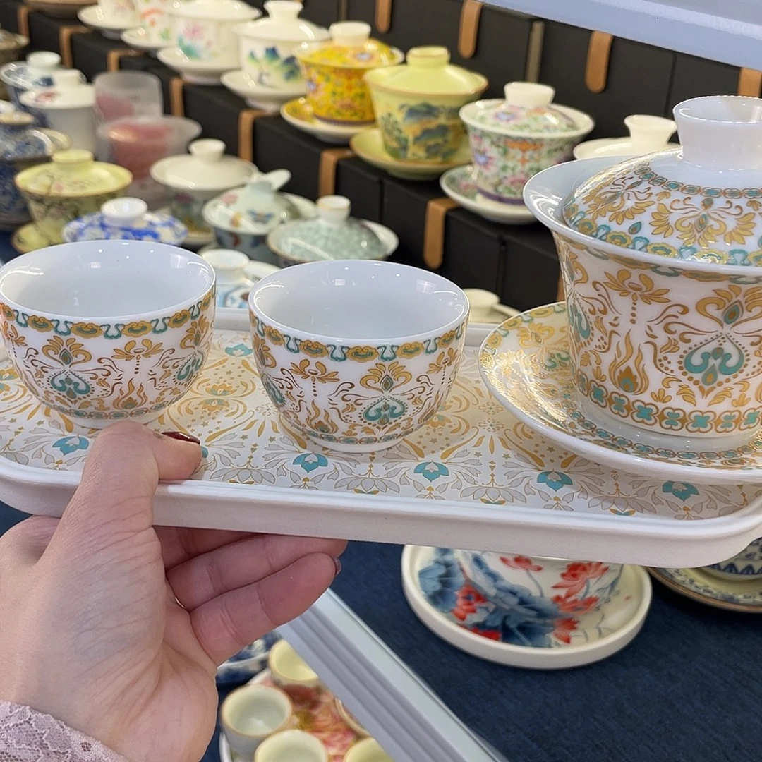 陶景德陶瓷盖碗茶具