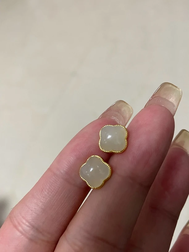 和田玉青海料耳钉