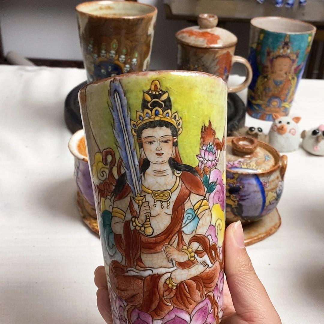 手工手绘虚空藏茶杯