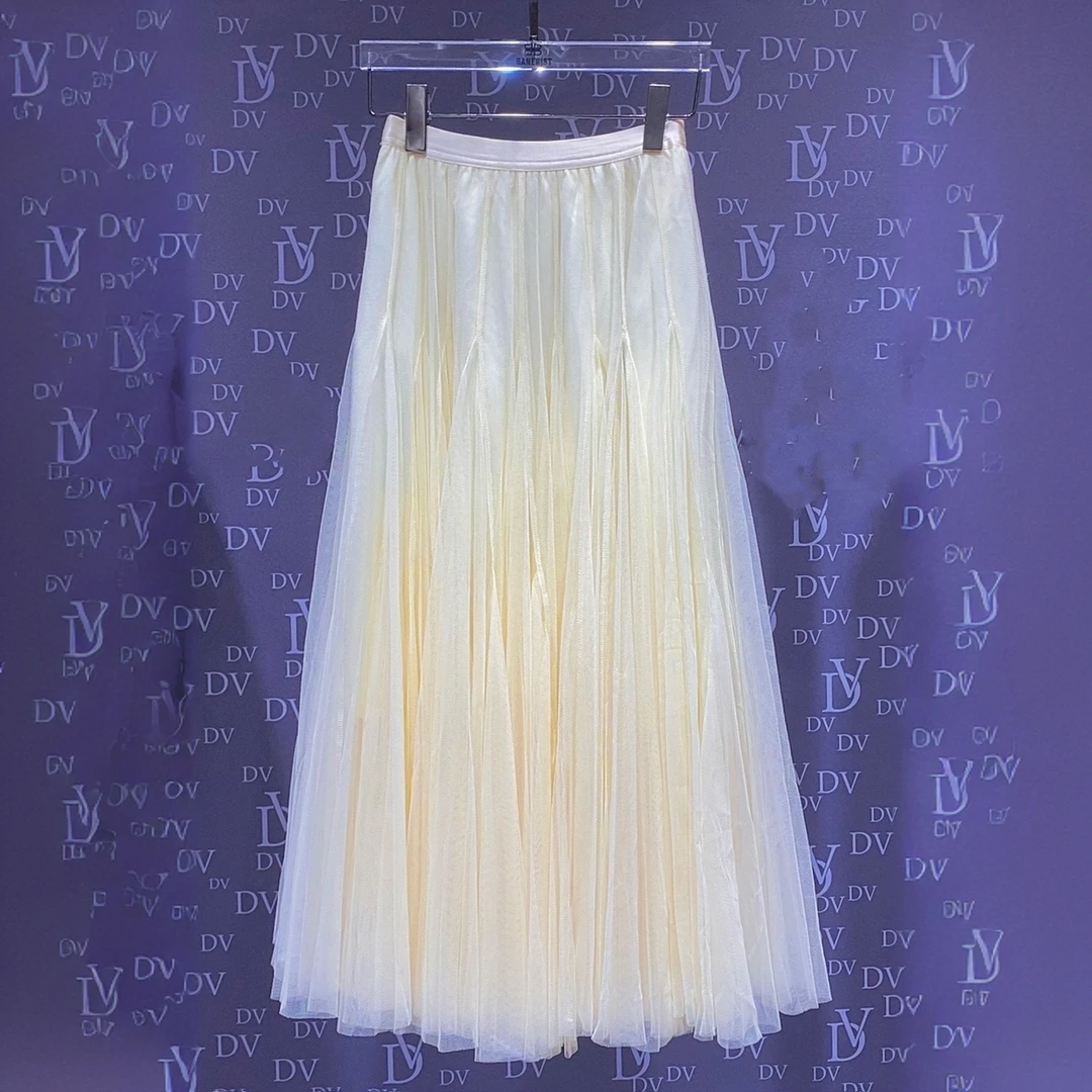 50010【江N订单】高腰百褶蕾丝网纱半身裙3Q792