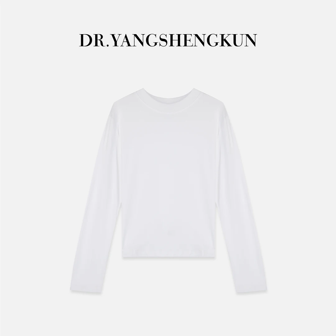 杨圣坤2025新品万能搭tee'极简纯色百搭圆领长袖T恤ES25102246