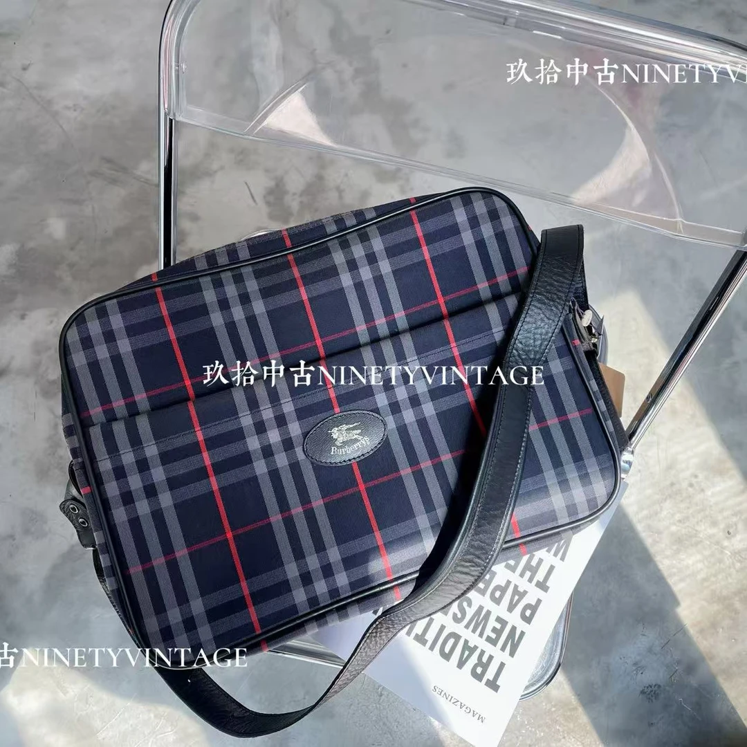 95新 BURBERRY/博柏利 经典 战马格纹 手提 单肩 斜款包