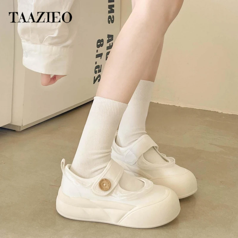 TAAZIEO玛丽珍白色鞋子女2025新款爆款夏季配ins裙子浅口单鞋魔术