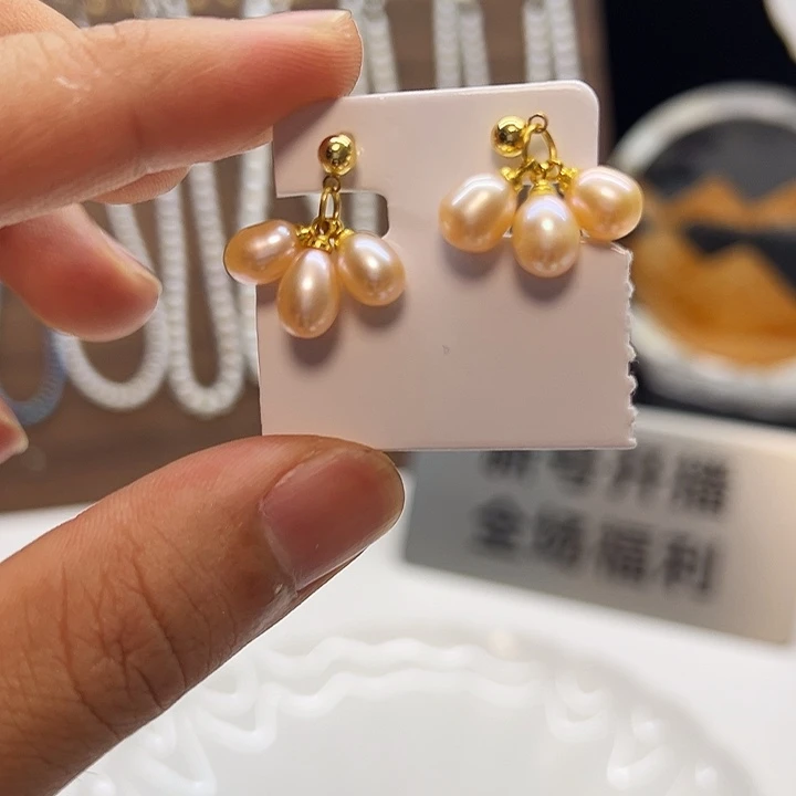 银S925镶嵌耳饰淡水珍珠