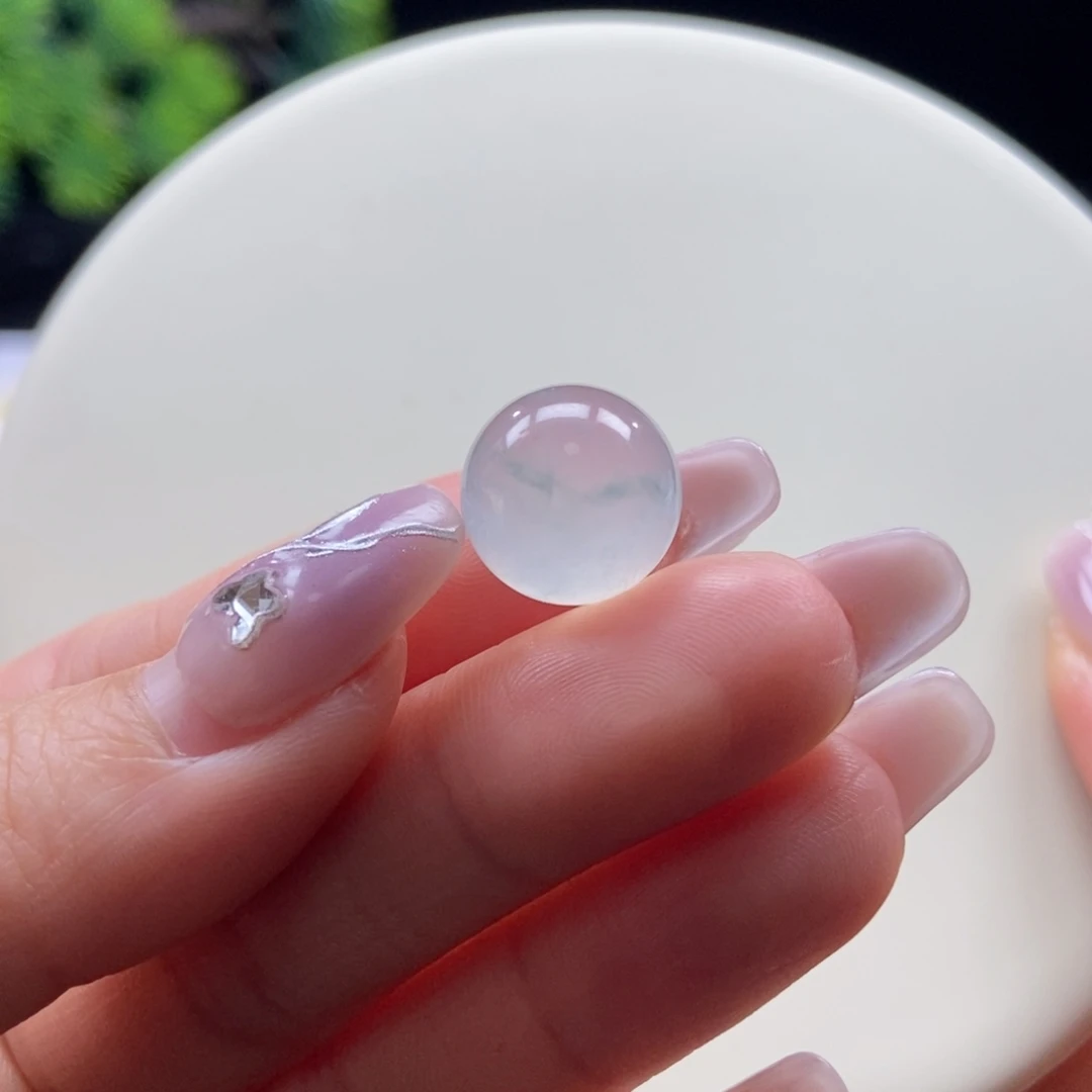 翡翠散珠翡翠高冰藕色珠卡12.8mm