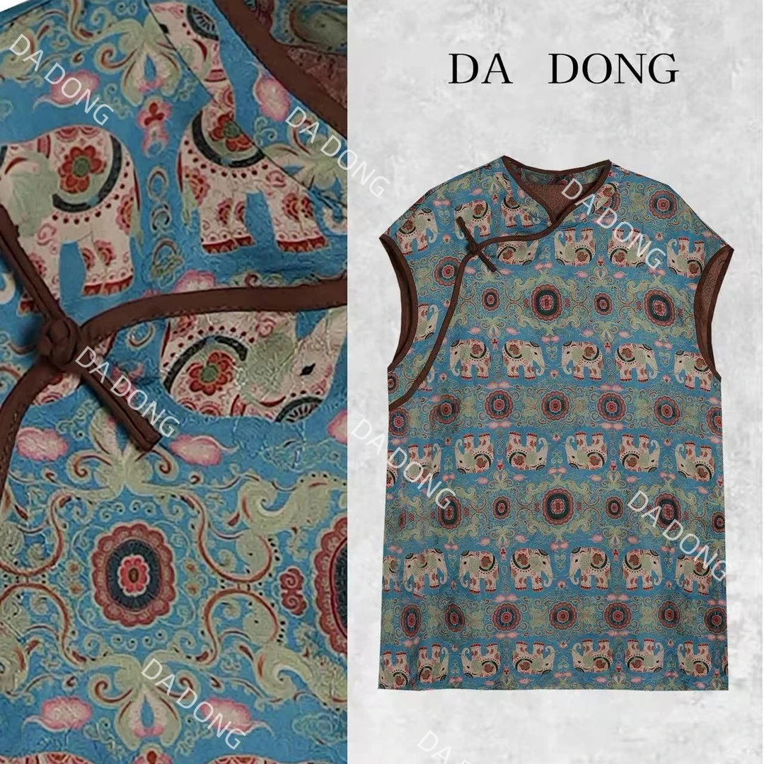 蓝象--中式国风气质洋气女士碎花夏季复古设计师休闲显瘦连衣裙