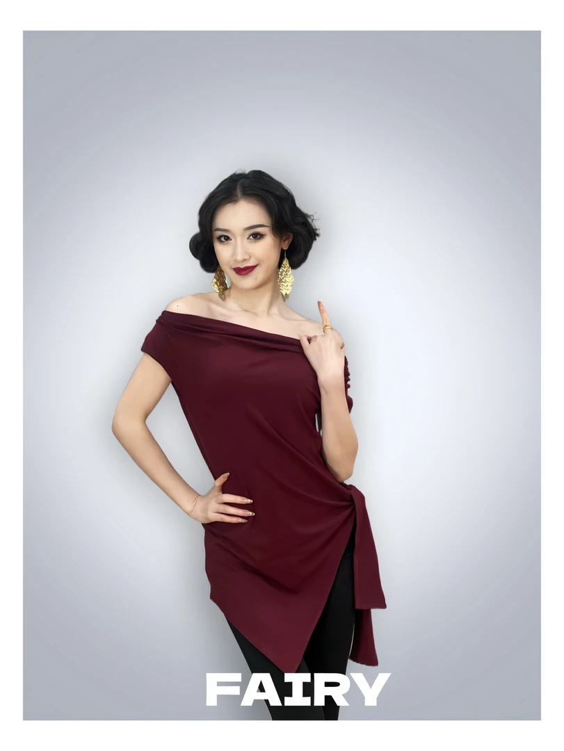 女士拉丁舞摩登舞短袖斜大衫罩衫等多色可选孤品练舞教课均适用