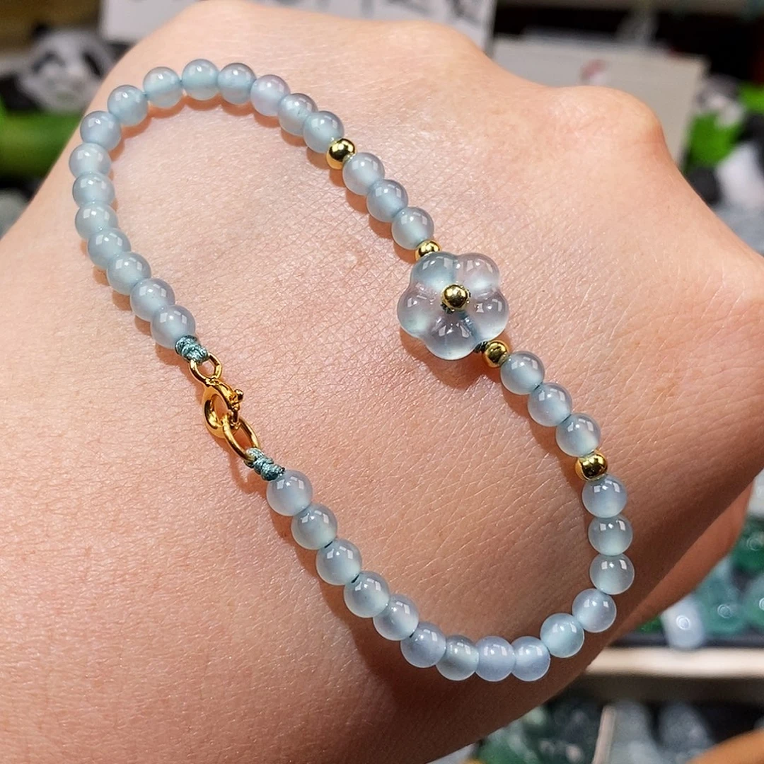 翡翠未镶嵌颈饰冰种小花手链15